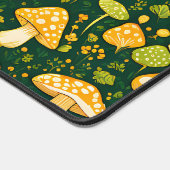 Groen en goud huisje kern bloem en paddenstoel bureaumat (Hoek)