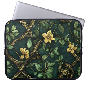 GROEN EN GOUD IERSE KELTISCHE KNOPEN EN SHAMROCKS LAPTOP SLEEVE