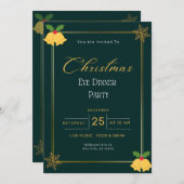 Groen en Goud Kerstavond Party Kaart (Voorkant / Achterkant)