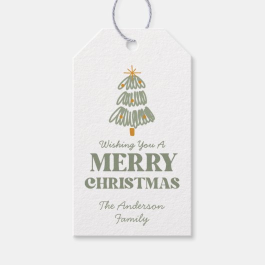 Groen en Goud Kerstfeest Cadeaulabel (Voorkant)