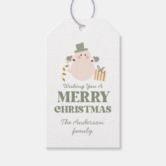 Groen en Goud Kerstfeest Cadeaulabel (Voorkant)