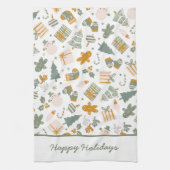 Groen en Goud Kerstfeest Theedoek (Verticaal)