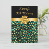 Groen en Goud Leopard Print Verjaardagsfeest Kaart (Staand voorkant)