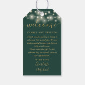 Groen En Goud Lichtjes Trouwgunst Welkomstmand Cadeaulabel (Achterkant)