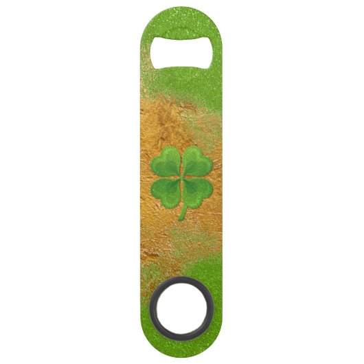 Groen en goud Lucky Shamrock Speed Bottle Opener Speed Flessenopener (Achterkant)