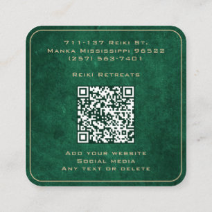 Groen en Goud Mandala Reiki Healing Meditatie Vierkante Visitekaartje