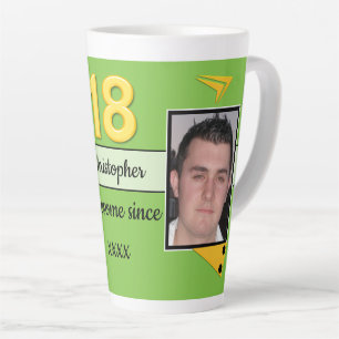 Groen en goud met naam 18e verjaardag foto latte mok