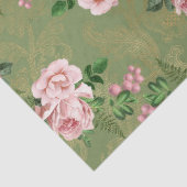 Groen en goud met roze rozen ontkoppeling tissuepapier (Detail)
