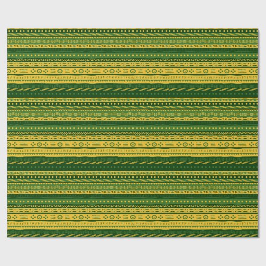 Groen en Goud Modderdoek Patroon Wrapping Papier (Vlak)