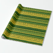 Groen en Goud Modderdoek Patroon Wrapping Papier (Uitgerold)