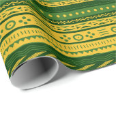 Groen en Goud Modderdoek Patroon Wrapping Papier (Rol Hoek)