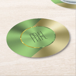 Groen en goud Modern metaal Ronde Kartonnen Onderzetter