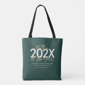 groen en goud modern script stijlvol afstuderen draagtas (Achterkant)