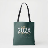 groen en goud modern script stijlvol afstuderen draagtas (Voorkant)