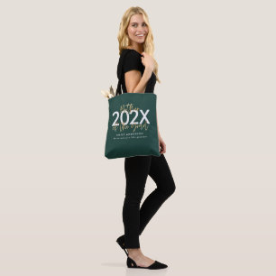 groen en goud modern script stijlvol afstuderen draagtas