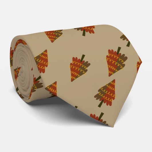 Groen en Goud Moderne Kerstboom Gouden Trim Stropdas (Opgerold)