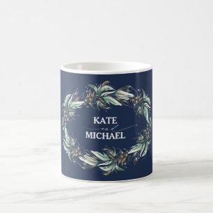 Groen en Goud Navy Blue Wreath Elegant Koffiemok