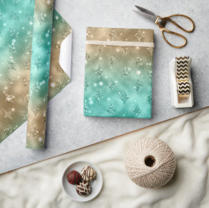 Groen en Goud Ombre Glitter Hemels Patroon Cadeaupapier