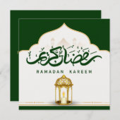 Groen en Goud Ramadan Kareem Feestdagenkaart (Voorkant / Achterkant)