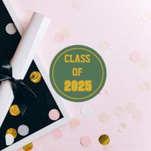 Groen en Goud School Kleuren Klassenjaar Ronde Sticker