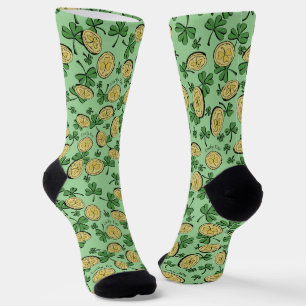Groen en goud St Patrick's Lucky You Shamrock Sokken