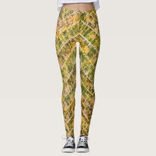 Groen en goud tie-dye chevronpatroon leggings