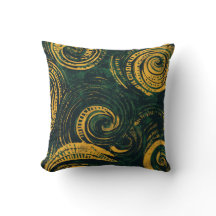 Groen en Goud Tribal Spiral Pillow