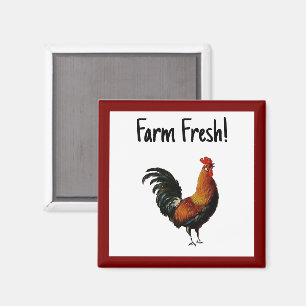 Groen en goud vintage haanschilderij magneet