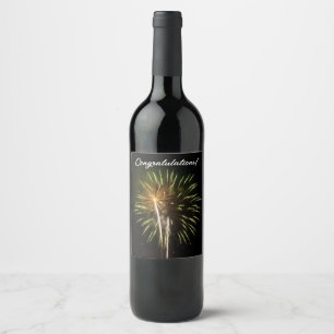 Groen en Goud Vuurwerk Patriottisch Feest Wijn Etiket