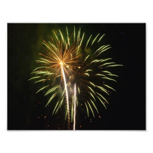 Groen en goud vuurwerk vakantiebijeenkomst foto afdruk