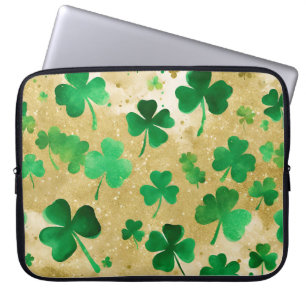 GROEN EN GOUD WATERVERF IERSE SHAMROCKS LAPTOP SLEEVE