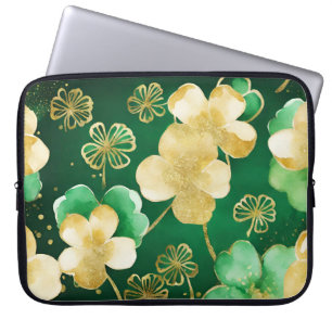 GROEN EN GOUD WATERVERF IERSE SHAMROCKS LAPTOP SLEEVE