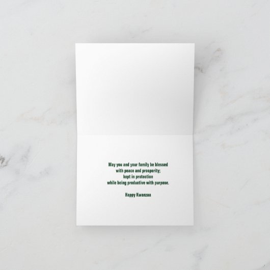 Groen en Goud "Zeven Principes" Kwanzaa Kaart (Binnen)