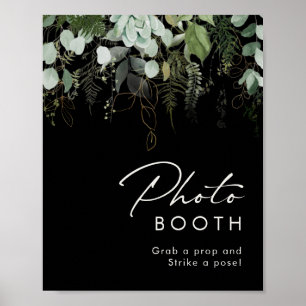 Groen en goud Zwart Photo Booth-teken Poster
