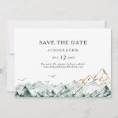 Groen en goudberg Horizontaal sparen de Datum Save The Date (Voorkant)