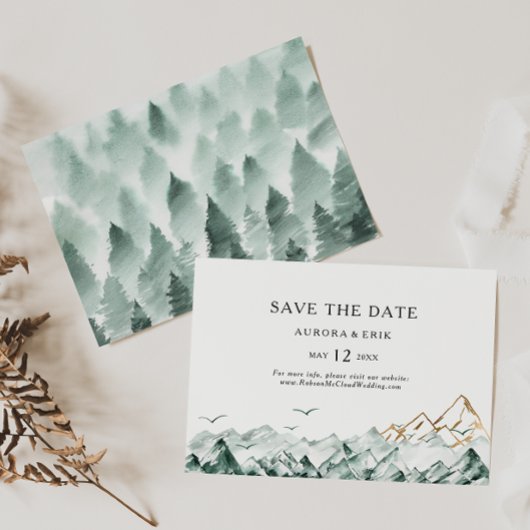 Groen en goudberg Horizontaal sparen de Datum Save The Date