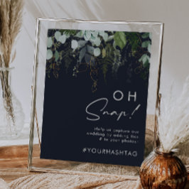 Groen en Goudblad | Donker Marineblauw Oh Snap Has Poster