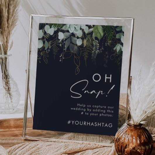 Groen en Goudblad | Donker Marineblauw Oh Snap Has Poster