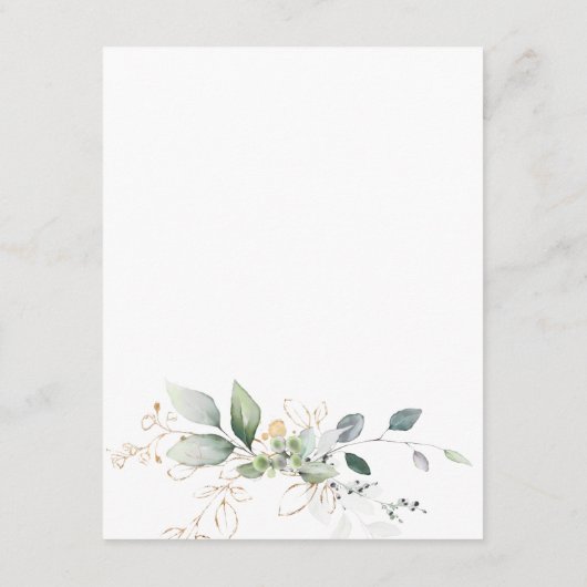 Groen en goudbladeradvies voor bruid-to-be advieskaart (Achterkant)