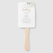 Groen en Gouden Bladeren Trouwprogramma Handwaaier (Voorkant)