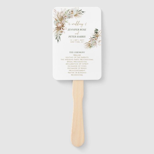 Groen en gouden botanische bruiloft handwaaier (Voorkant)