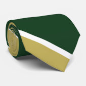 Groen en gouden Broad University Stripe Stropdas (Opgerold)