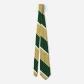 Groen en gouden Broad University Stripe Stropdas (Achterkant)