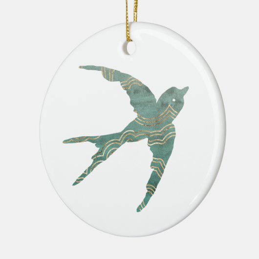 Groen en gouden doorslikken keramisch ornament (Links)