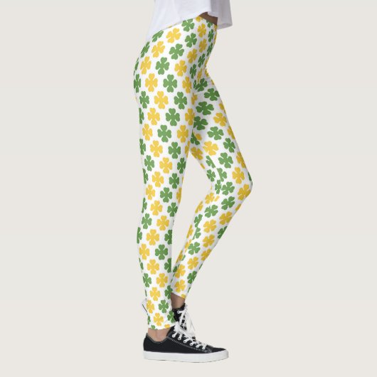 Groen en gouden geel Shamrock Pattern Leggings (Rechts)