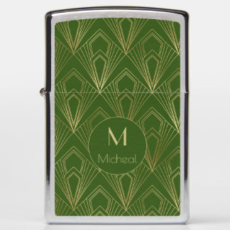 Groen en gouden geometrisch patroon | Monogram