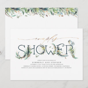 Groen en gouden kalligrafie koppels baby shower kaart