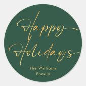 Groen en gouden Kerstmis Ronde Sticker (Voorkant)