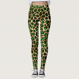 Groen en gouden luipaard leggings