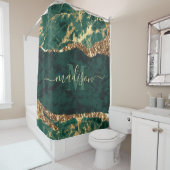 Groen en gouden marmer douchegordijn (In situ)